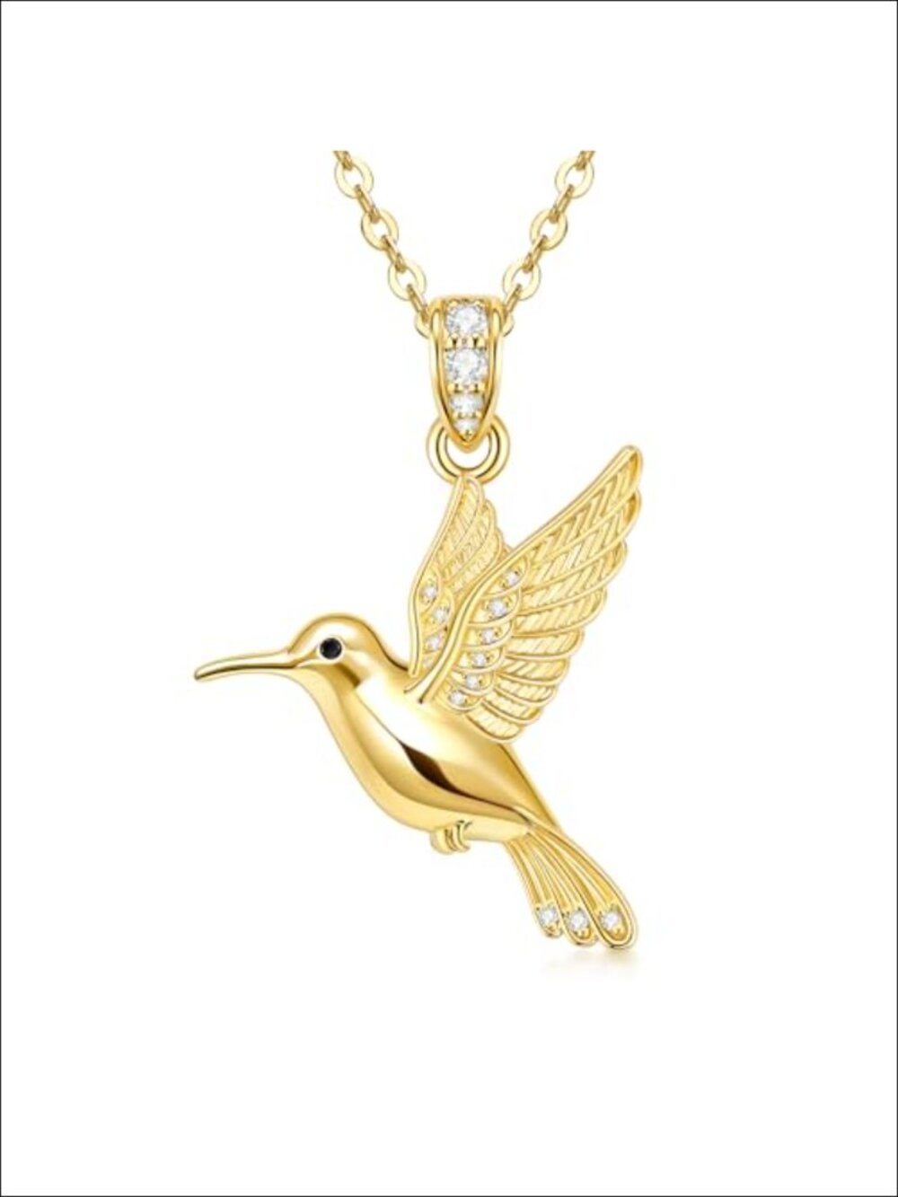 Women's Hummingbird Pendant Necklace 14k Gold Plated Bird Jewelry